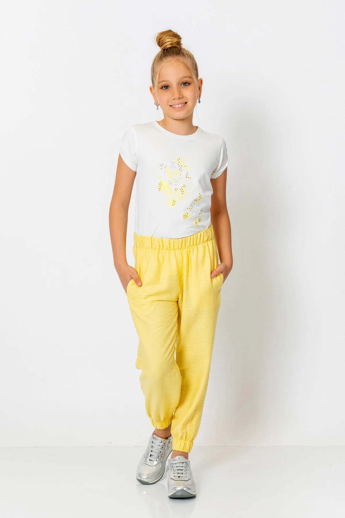 AnnLoren Girls Yellow Elephant Tunic Hibiscus Capri Ruffle Pants -Spri|  NextMiles