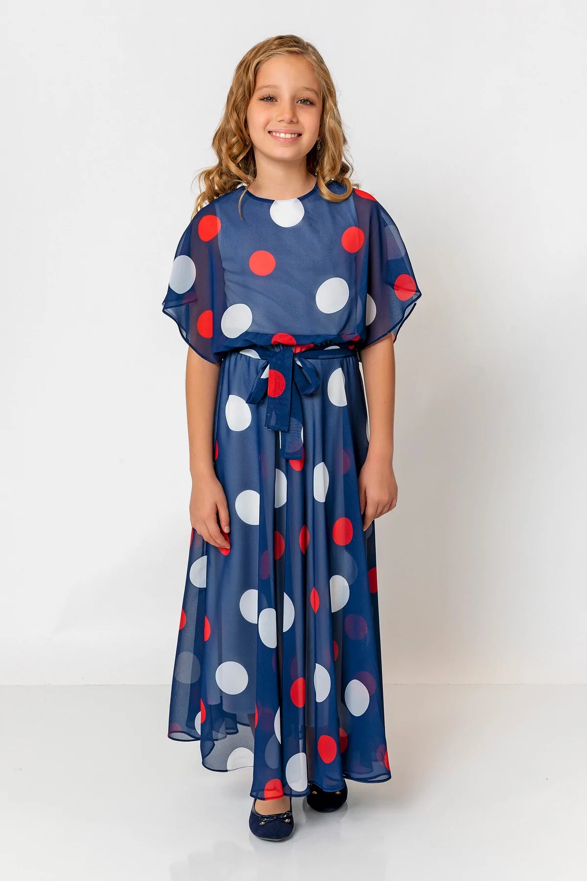 InCity Kids Girls Batwing Sleeve Polka Dot Dress