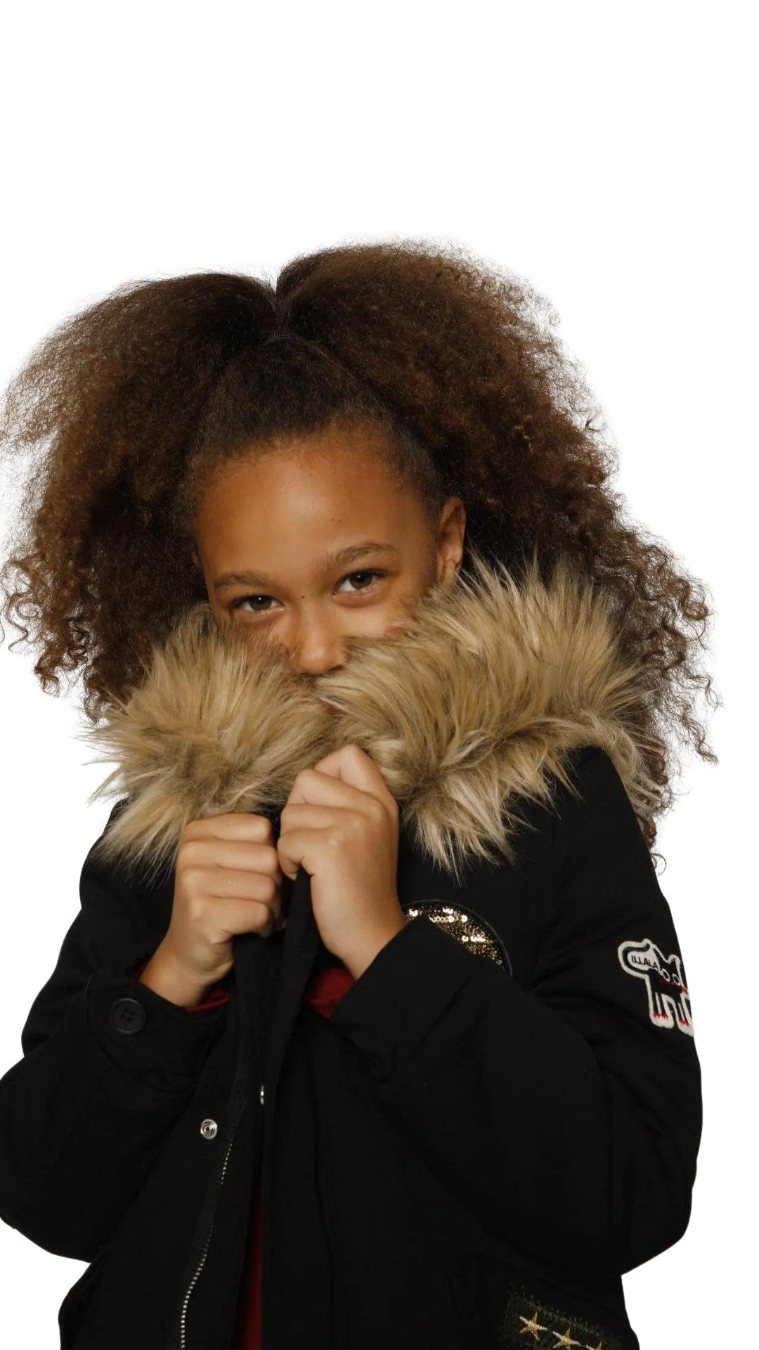 Girls fluffy sales hood coat