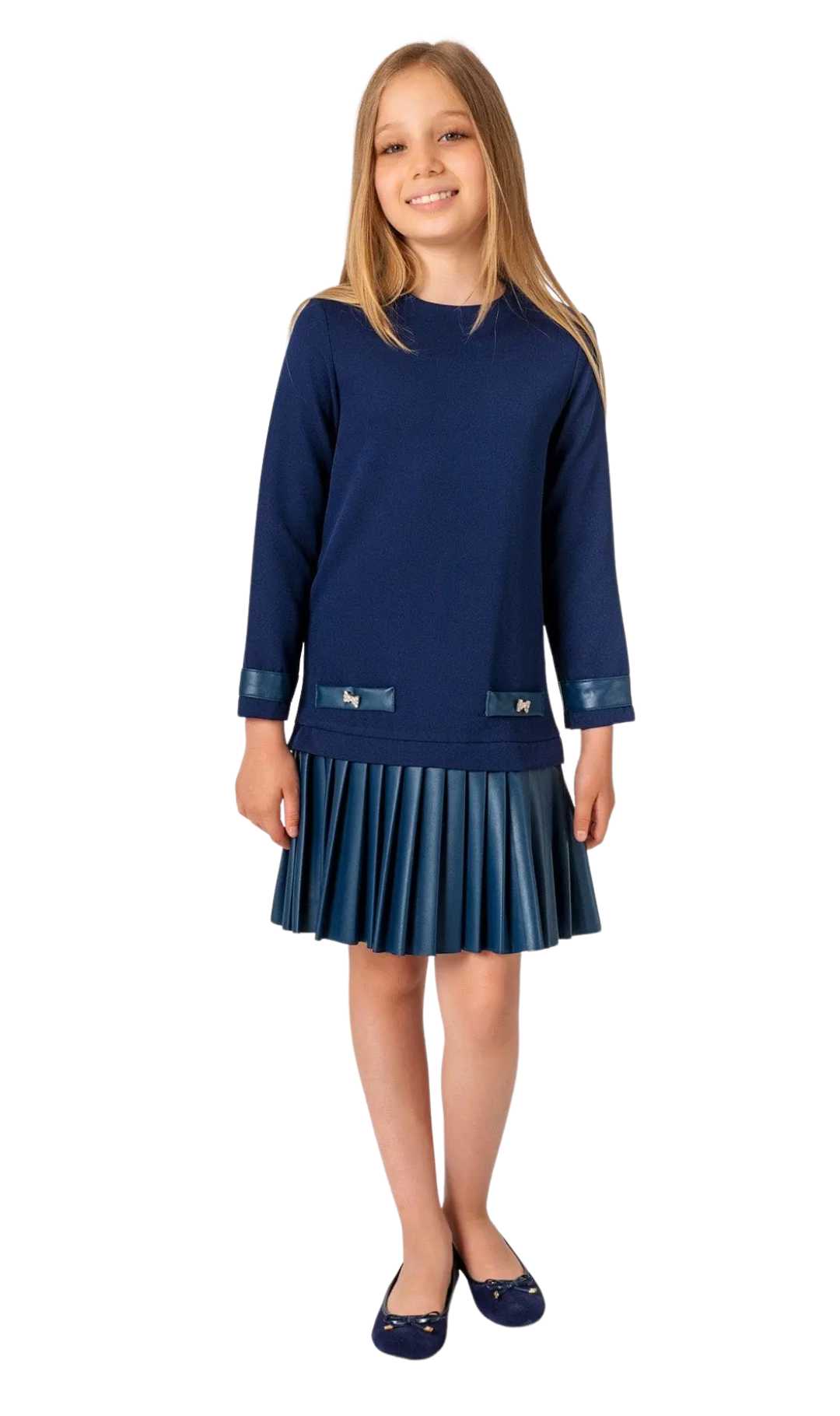 InCity Girls Tween 7 14 Years Navy Leather Skirt Long Sleeve Fashion A