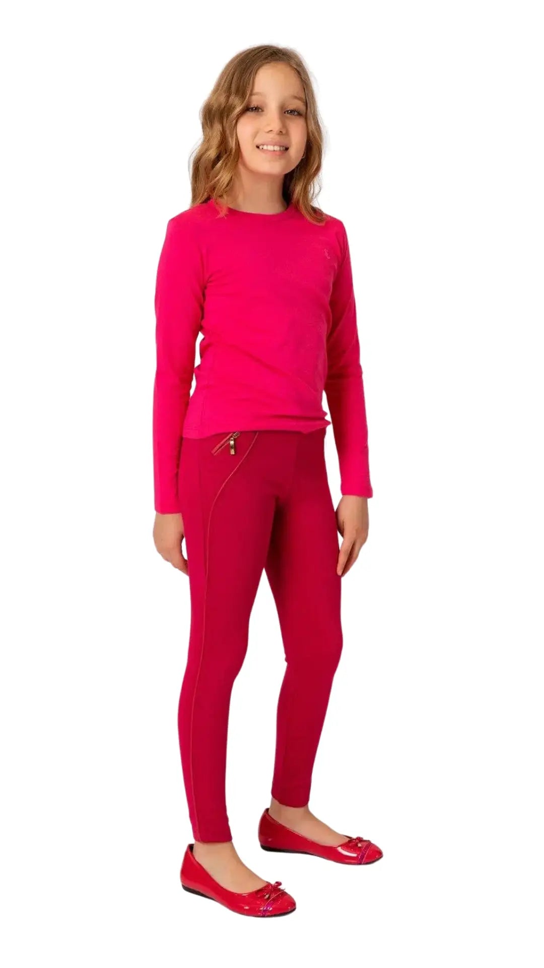 InCity Girls Tween 7-14 Years Fuchsia Red Mid-Rise Regular Fit Cotton
