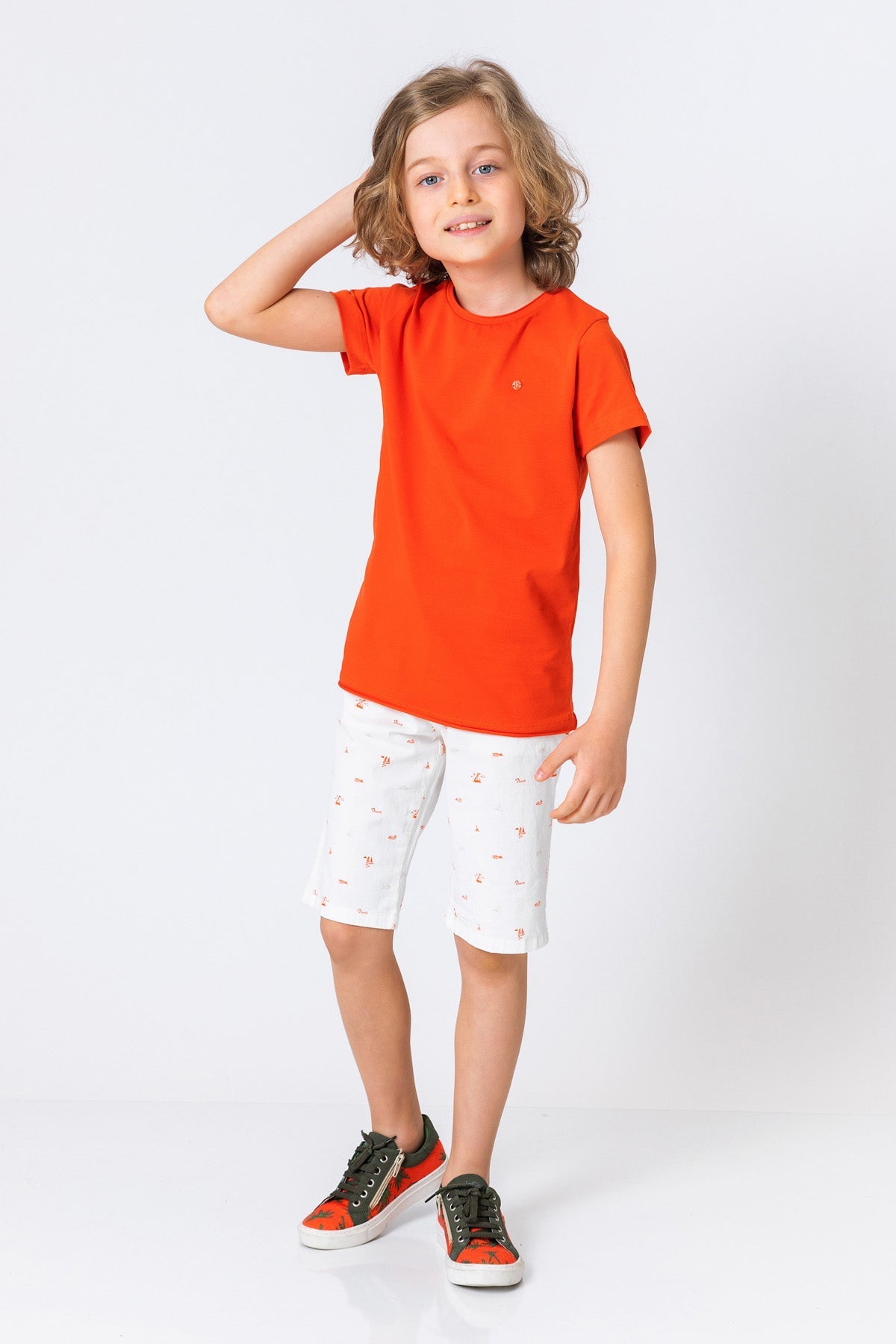 Neck Round Plain Solid Short Boys Basic InCity Kids T-Shirt Sleeve