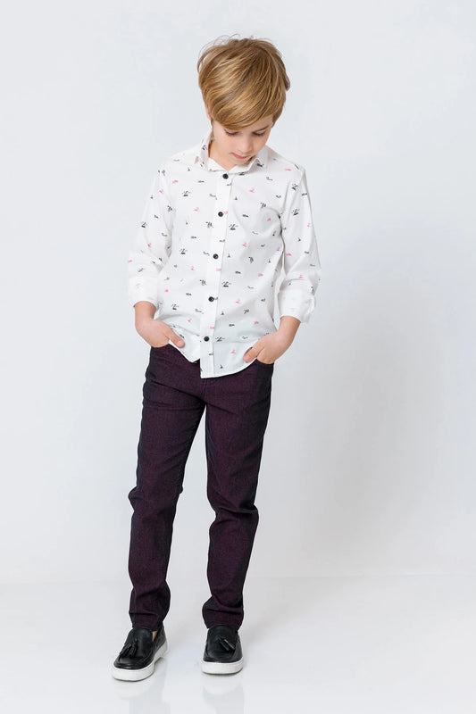 InCity Kids Boys Collared Button Up Printed Dress Shirt InCity Boys & Girls