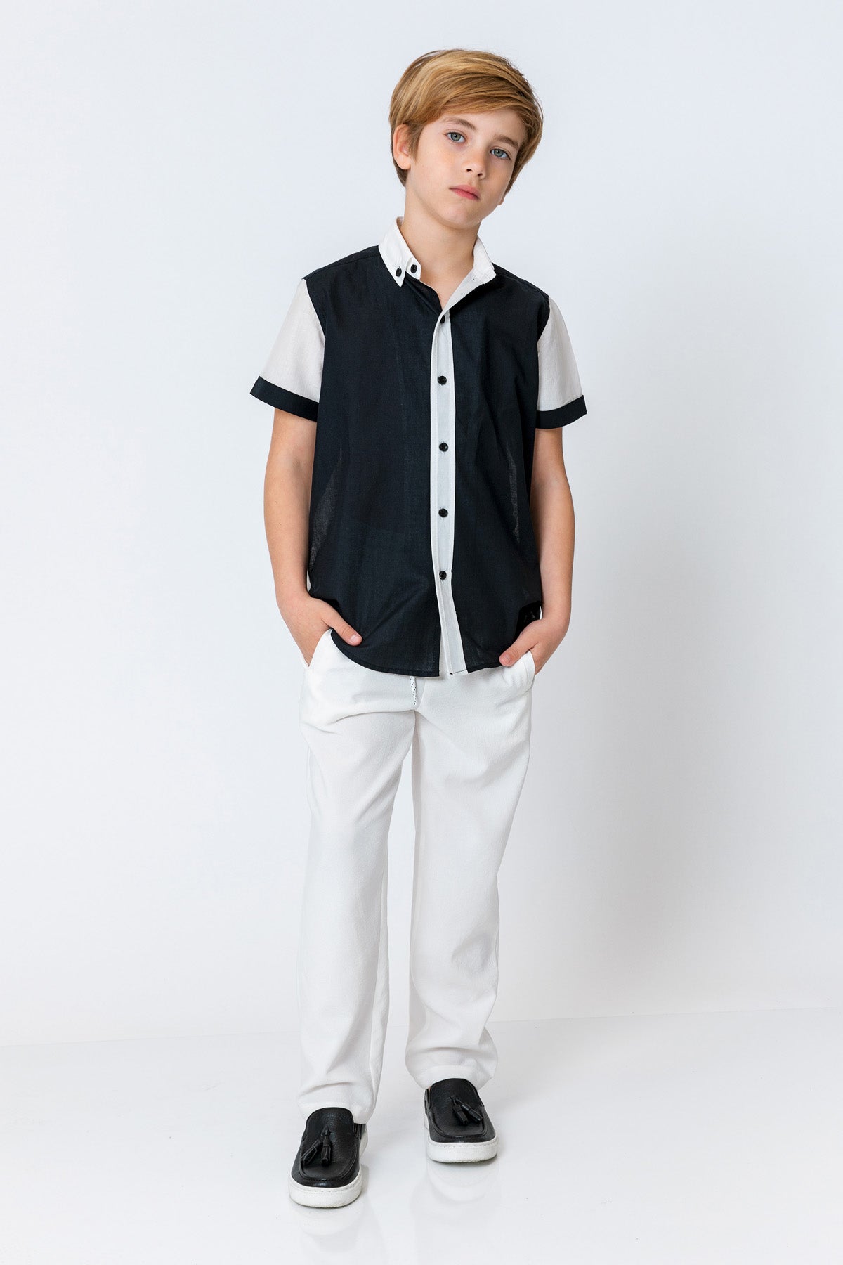 Boys black short sleeve best sale dress shirt